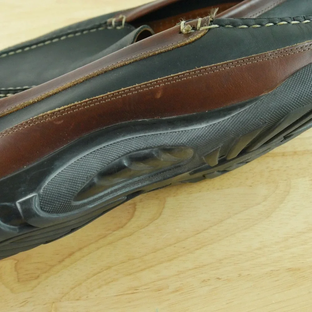 Allen Edmonds Boulder Mens 12 D Black Brown Leather Driving Loafers Moc Toe Shoe